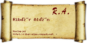 Ribár Alán névjegykártya